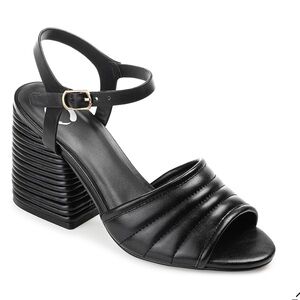 Journee Collection Charmaine Tru Comfort Foam block heel ribbed band sandals
